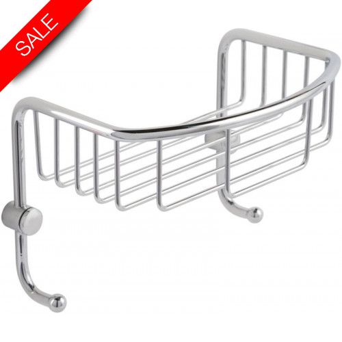 Just Taps - Large Wall Shelf Basket With Hooks