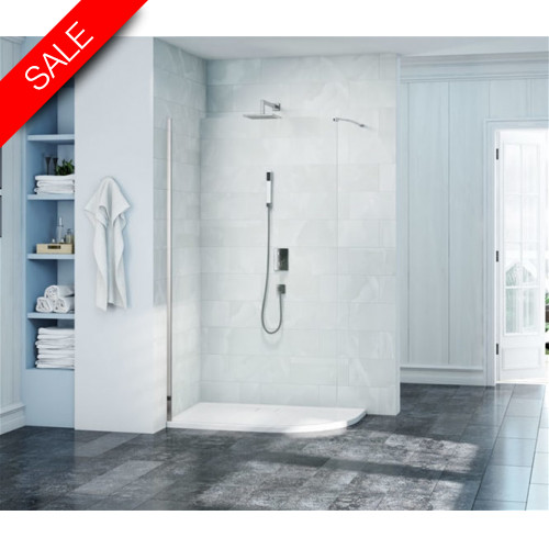 Merlyn - 8 Series Curved Shower Wall 1200 LH With Mstone Tray, 1200mm