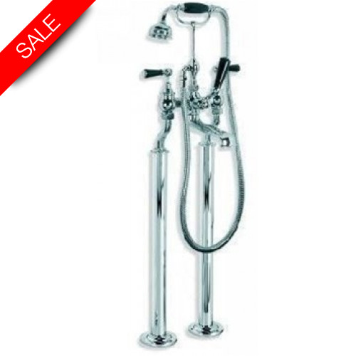 Classic Black Lever Bath Shower Mixer With Standpipes