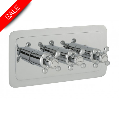Just Taps - Grosvenor Cross Thermostatic Concealed 3 Outlet Shower Valve