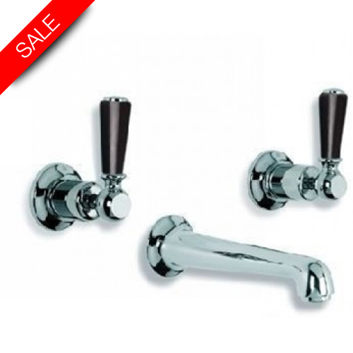 Classic Black Lever Concealed 3 Hole Basin Mixer