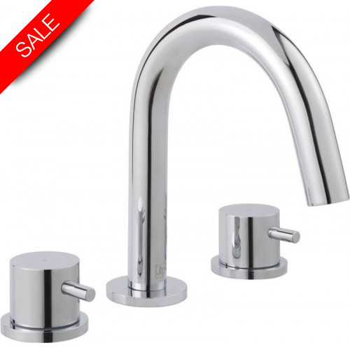 Just Taps - Florence 3 Hole Deck Mounted Basin Mixer, Swivel Spout
