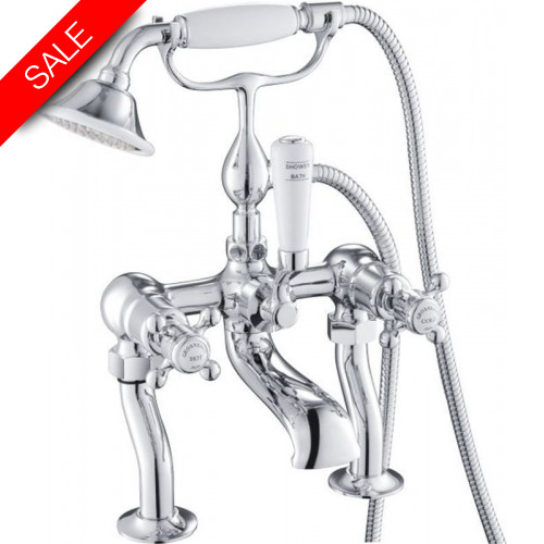 Just Taps - Grosvenor Cross Deck Mounted Bath Shower Mixer With Kit
