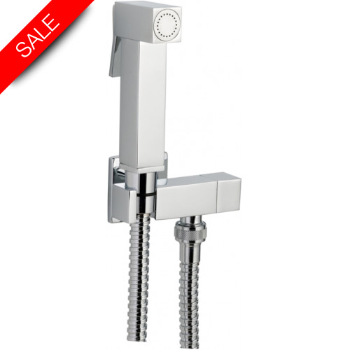 Just Taps - Douche Square Set With Built In Angle Valve & Bracket