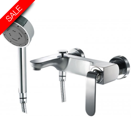 Just Taps - Vue Wall Mounted Single Lever Bath Shower Mixer With Kit