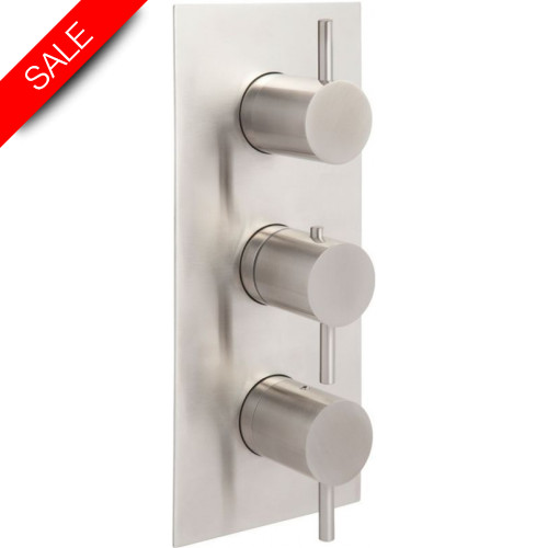 Just Taps - Inox Thermostatic Concealed 3 Outlet Shower Valve, Vertical