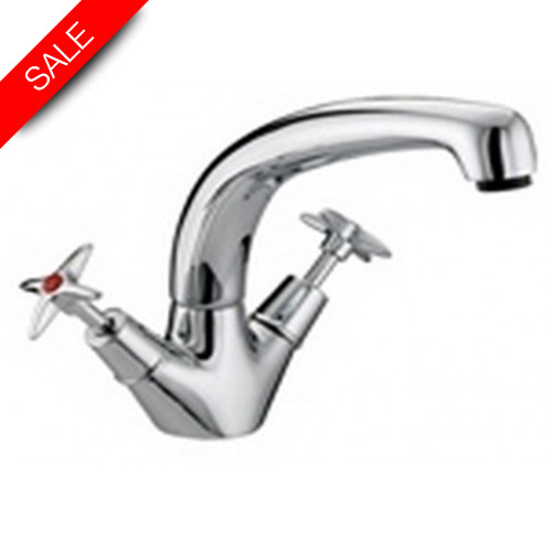 Just Taps - Astra Sink Mixer, Dual Flow. Swivel Spout With Cross Handles