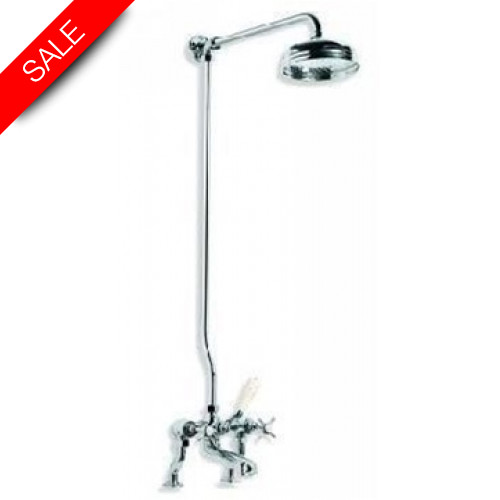 Classic Deck Mounted Bath Shower Mixer With Riser & 8'' Rose