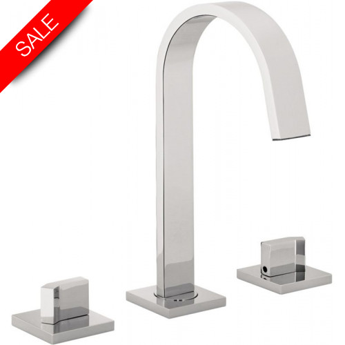 Just Taps - Leo 3 Hole Basin Mixer Without Pop Up Waste