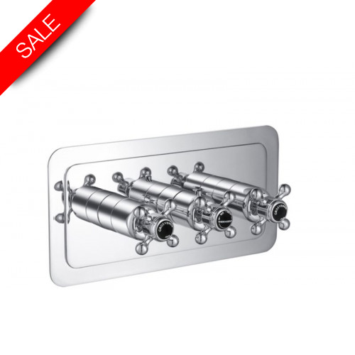 Just Taps - Grosvenor Cross Thermostatic 3 Outlet Valve Horizontal