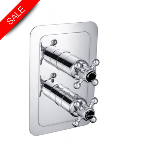 Just Taps - Grosvenor Cross Concealed Thermostatic 2 Outlet Valve