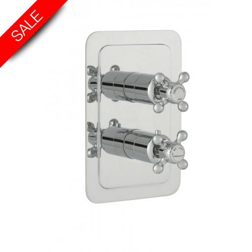 Just Taps - Grosvenor Cross Thermostatic Concealed 2 Outlet Shower Valve