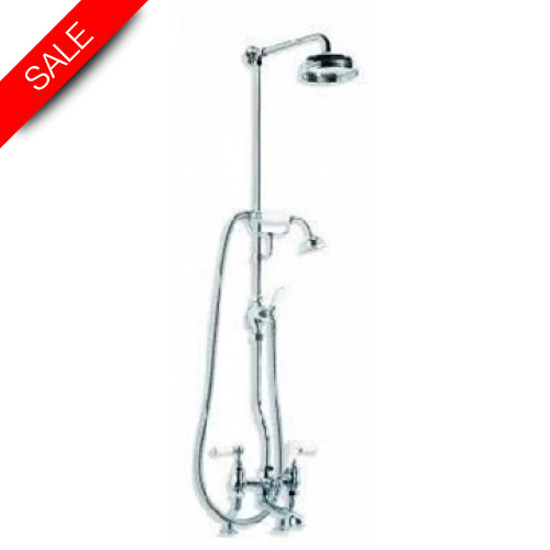 Classic White Lever Deck Mounted Bath Shower Mixer