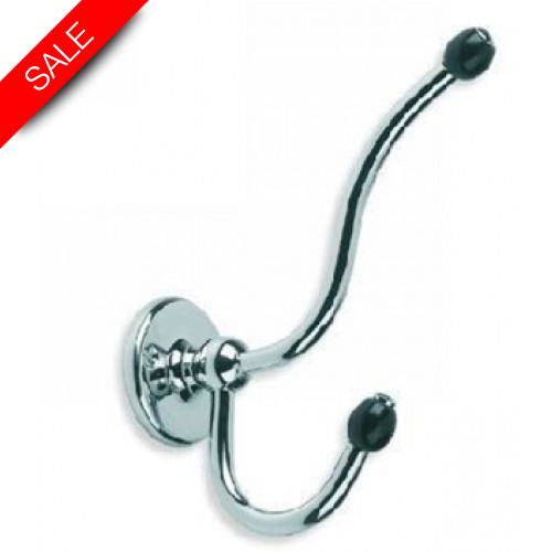 Lefroy Brooks - Classic Double Robe Hook With Black Acorns