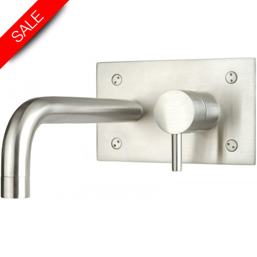 Just Taps - Inox Single Lever Wall Mounted Basin Mixer, Spout 225mm