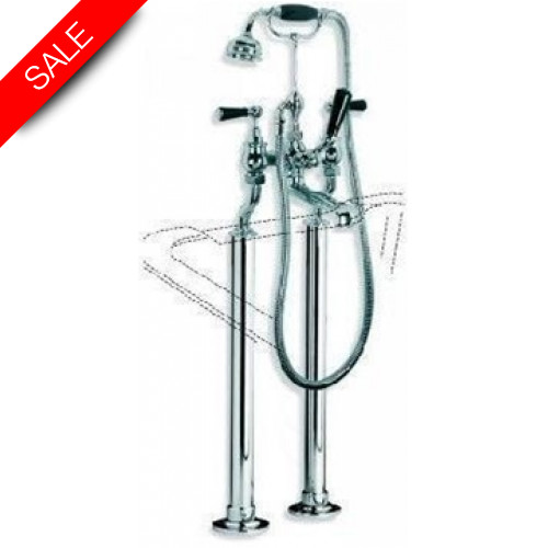 Classic Black Lever Bath Shower Mixer With Standpipe Sleeves