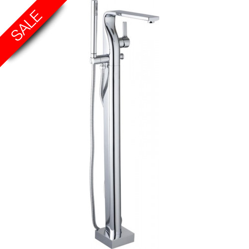 Just Taps - Curve Single Lever Floor Standing Bath Shower Mixer With Kit