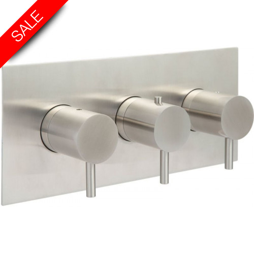 Just Taps - Inox Thermostatic Concealed 3 Outlet Shower Valve,