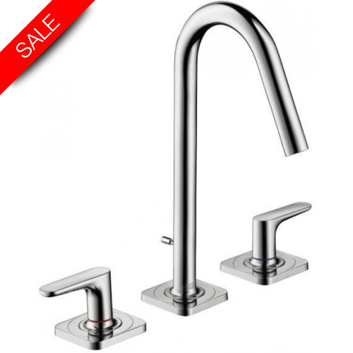 Citterio M 3-Hole Basin Mixer 160, Lever Handles, P-Up Waste