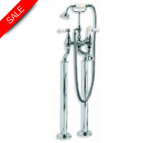 Classic White Lever Bath Shower Mixer With Standpipes
