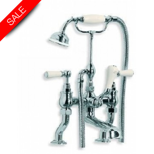 Classic White Lever Deck Mounted Bath Shower Mixer