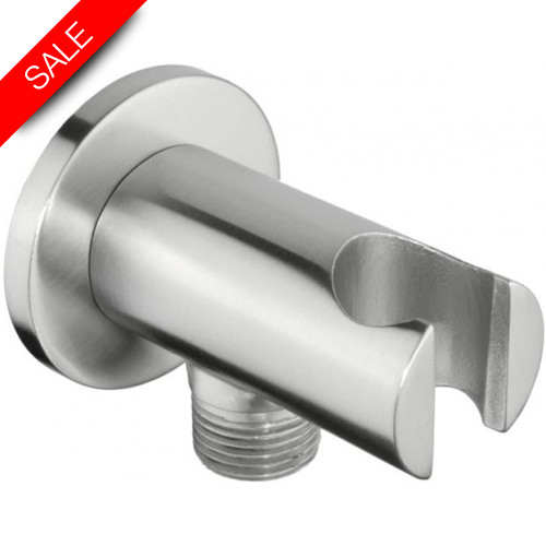 Just Taps - Inox Water Outlet Elbow With Wall Support