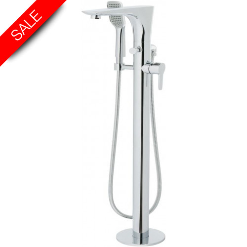 Just Taps - Amore Side Lever Floorstanding Bath Shower Mixer With Kit
