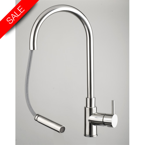 Zecca Sink Mixer With Pull Out Spout, Swivel Spout