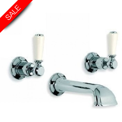 Classic White Lever Concealed 3 Hole Bath Filler