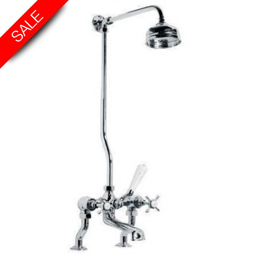Lefroy Brooks - Classic Deck Mounted Bath Shower Mixer With Riser & 5'' Rose