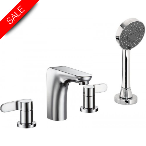 Just Taps - Vue 4 Hole Bath Shower Mixer With Extractable Handset