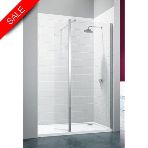 8 Series Showerwall With Hinged Swivel Panel 1250mm