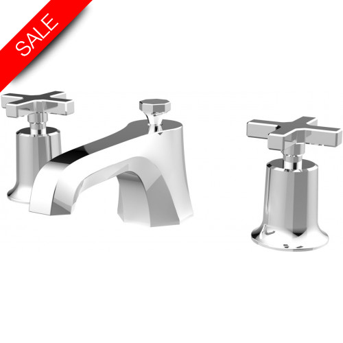 Saneux - Cromwell 3TH Basin Mixer With Waste - Cross Handle