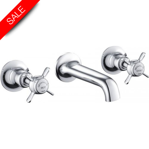 Just Taps - Grosvenor Pinch 3 Hole Wall Mounted Basin Mixer