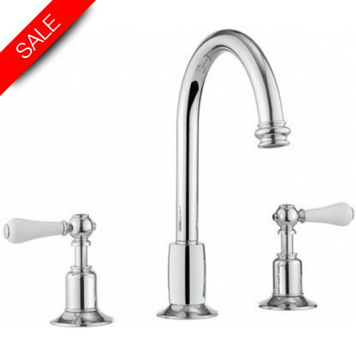Belgravia Lever 3TH Basin Mixer With Waste, Deck Mounted