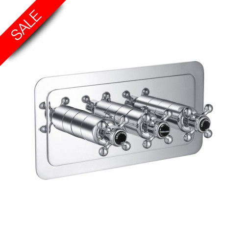 Just Taps - Grosvenor Cross Thermostatic 2 Outlet Valve Horizontal