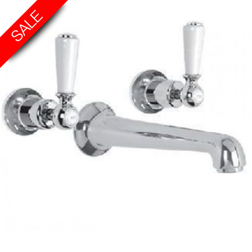 Classic White Lever Concealed 3 Hole Basin Mixer