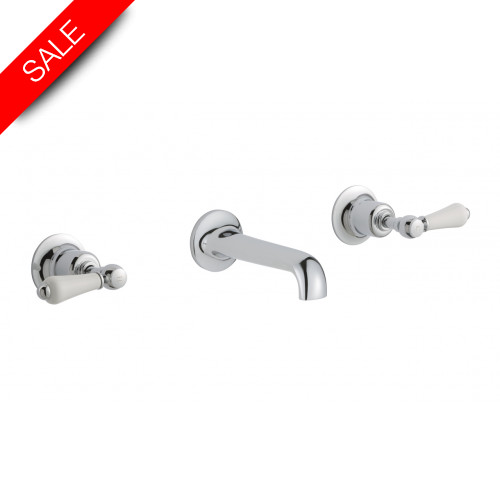Just Taps - Grosvenor Lever 3 Hole Wall Mounted Basin Mixer