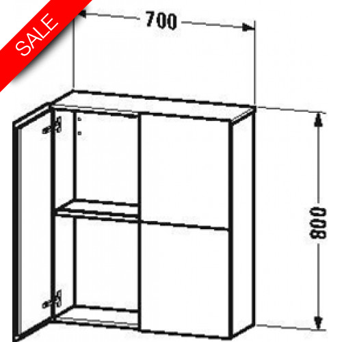 L-Cube Semi-Tall Cabinet 800x700x243mm 2 Doors