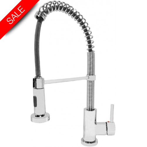 Just Taps - Spring Pull Out Single Lever Sink Mixer, Swivel Spout